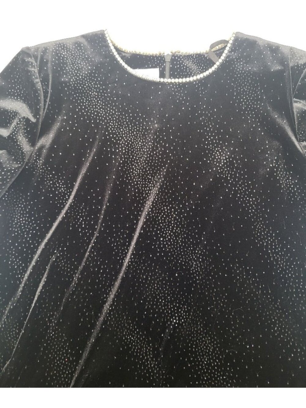 VTG Y2K Black Velvet Sparkle Rhinestone Short Sleeve Mini Dress Whimsigoth 10P - Picture 10 of 10